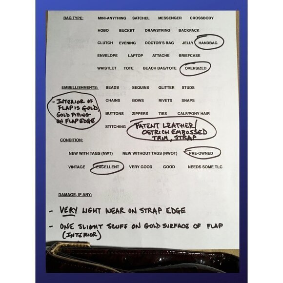 Naturalizer leather/Patent leather ostrich-Embossed large satchel handbag - Picture 10 of 12